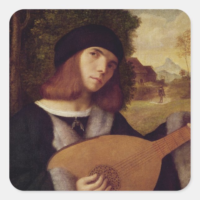 Der Lute Player Quadratischer Aufkleber (Vorderseite)