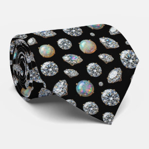 Der Luxusmann Schwarze Krawatte mit Diamant-Opal