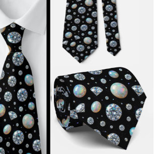 Der Luxusmann   Schwarze Smoking Diamant Opal Kraw Krawatte