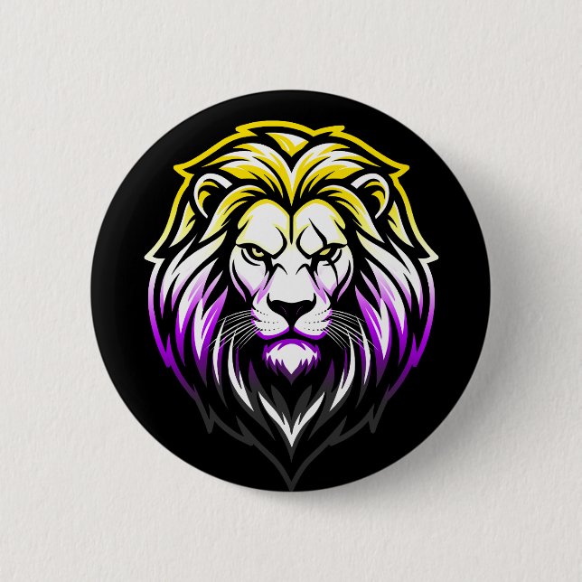 Der mächtige Löwe - Non-Binär 'Taktischer Schlag' Button (Vorderseite)