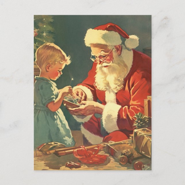 Der magische Weihnachtsmann am Weihnachtsbaum Postkarte (Vorderseite)