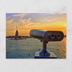 Der Maiden Tower in Istanbul, Türkei. Postkarte