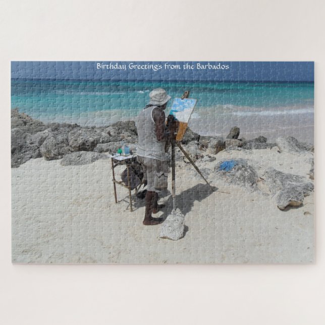 Der Maler am Strand Barbados. Puzzle (Horizontal)
