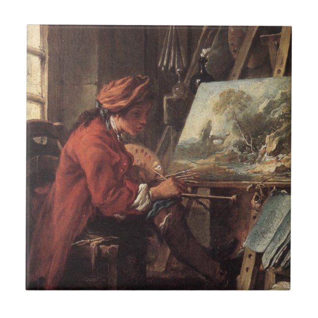 Der Maler in Seinem Studio (von François Boucher) Fliese (Vorderseite)