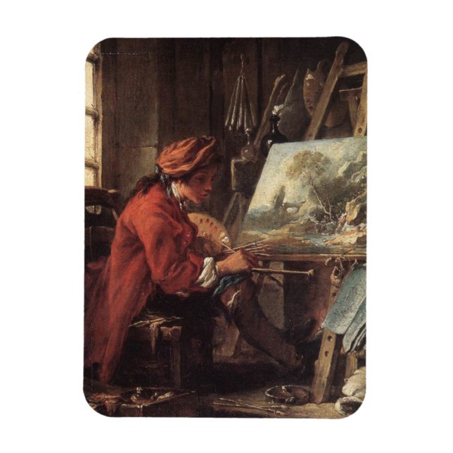 Der Maler in Seinem Studio (von François Boucher) Magnet (Vertikal)