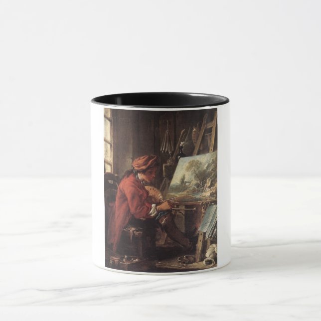 Der Maler in Seinem Studio (von François Boucher) Tasse (Zentrum)