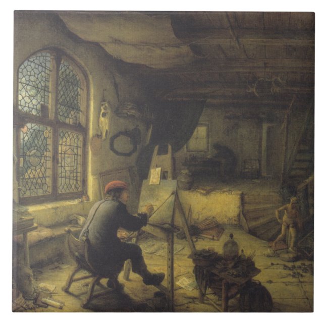 Der Maler in seiner Werkstatt (Künstlerstudio) Fliese (Vorderseite)