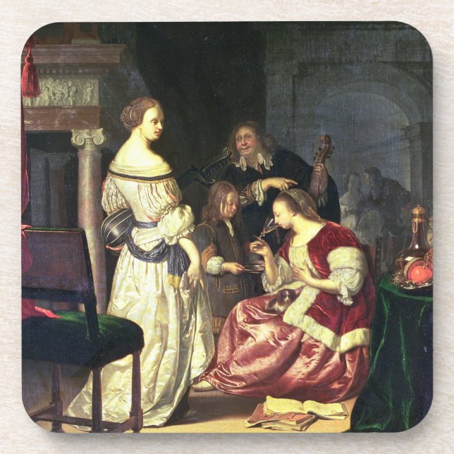 Der Maler mit seiner Familie, 1675 (Öl auf Platte) Untersetzer (Vorderseite)