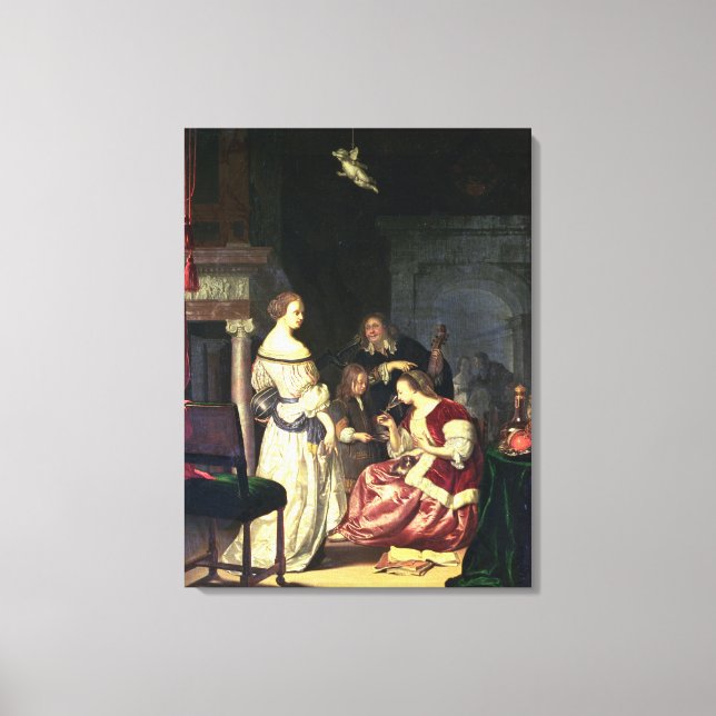 Der Maler mit seiner Familie, 1675 (Öl auf Tafel) Leinwanddruck (Vorderseite)