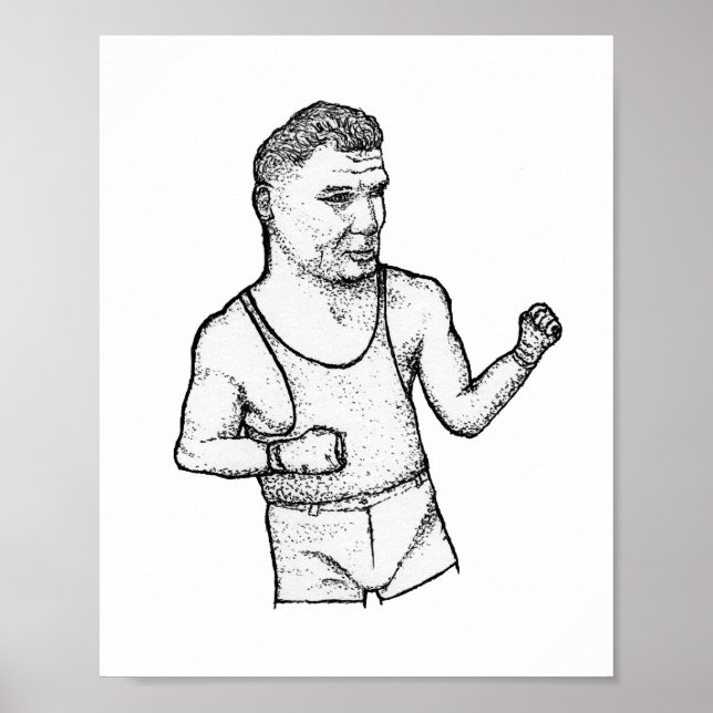 Der Manassa Mauler: Handgezeichneter Jack Dempsey  Poster (Vorne)