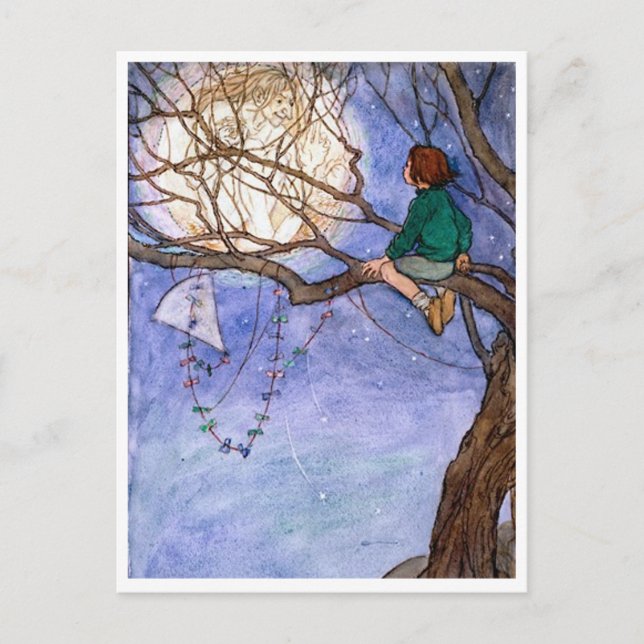 Der Mann auf dem Mond Vintage Postkarte (Vorderseite)