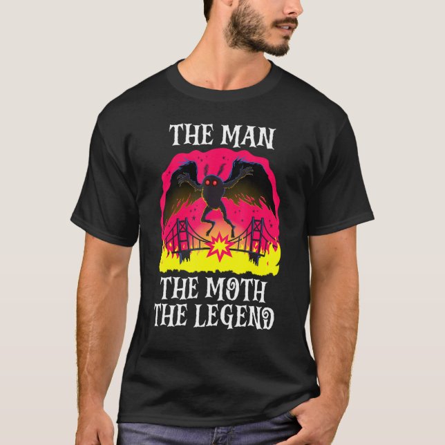 Der Mann, der den Moth der Legende Mothman Folklor T-Shirt (Vorderseite)