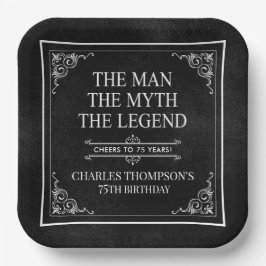 Der Mann der Mythos der Legende 75. Geburtstag sch Pappteller