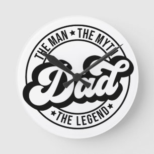 Der Mann, der Mythos der Legende Vater Vater Papa  Runde Wanduhr