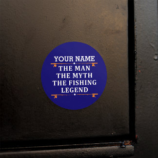 Der Mann, der Mythos, die Legende des Fischens per Runder Aufkleber