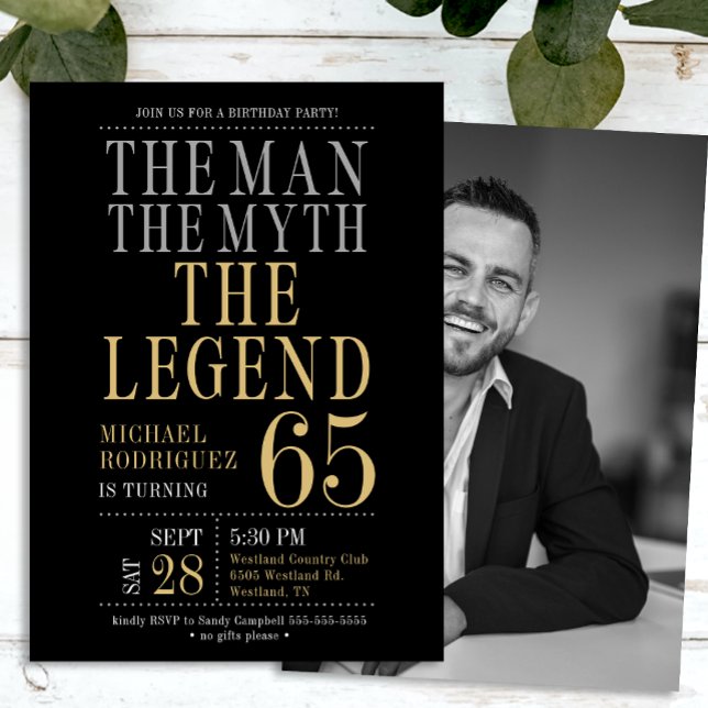 Der Mann der Mythos Die Legende Foto 65. Geburtsta Einladung (Von Creator hochgeladen)