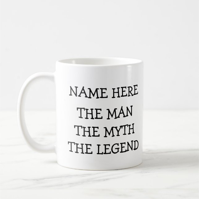 Der Mann, der Mythos, die Legende personalisiert Tasse (Links)