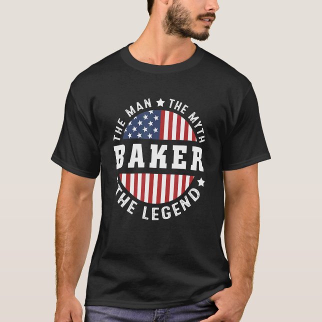 Der Mann, der Mythos und die Legende Baker USA Fla T-Shirt (Vorderseite)