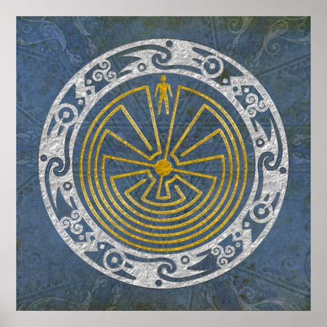 Der Mann im Maze - Gold im Ornament Poster (Vorne)