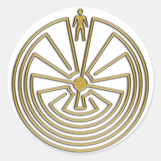 Der Mann im Maze - Gold Runder Aufkleber (Vorderseite)