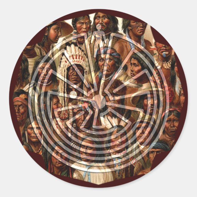 Der Mann im Maze - Volksstil Runder Aufkleber (Vorderseite)