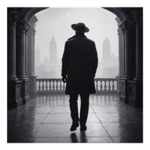 Der Mann im Nebel der Stadt Poster