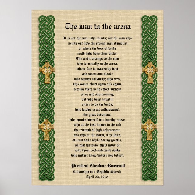 "Der Mann in der Arena" Theodore Roosevelt Poster (Vorne)