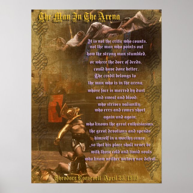 "Der Mann in der Arena" Theodore Roosevelt Poster (Vorne)
