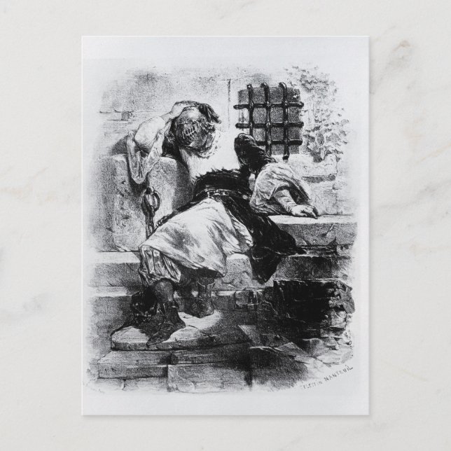 Der Mann in der Eisernen Maske in seinem Gefängnis Postkarte (Vorderseite)