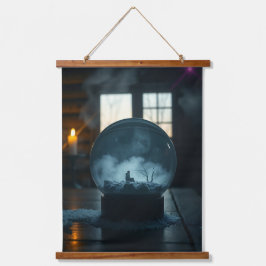 Der Mann in der Glaskugel – Mystische Surreal-Wand Wandteppich Mit Holzrahmen