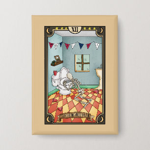 Der Mann mit Kater Lustiger Tarot-Karten-Button Button