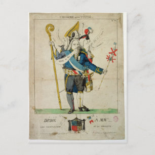 Der Mann mit sechs Köpfen, Karikatur Charles Postkarte