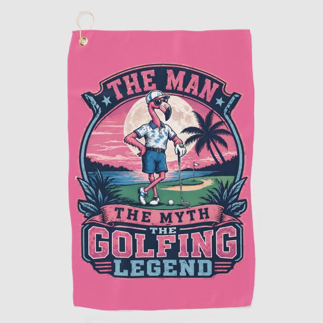 Der Mann Mythos Golflegende Lustiger Flamingo Golf Golfhandtuch (Vorderseite)