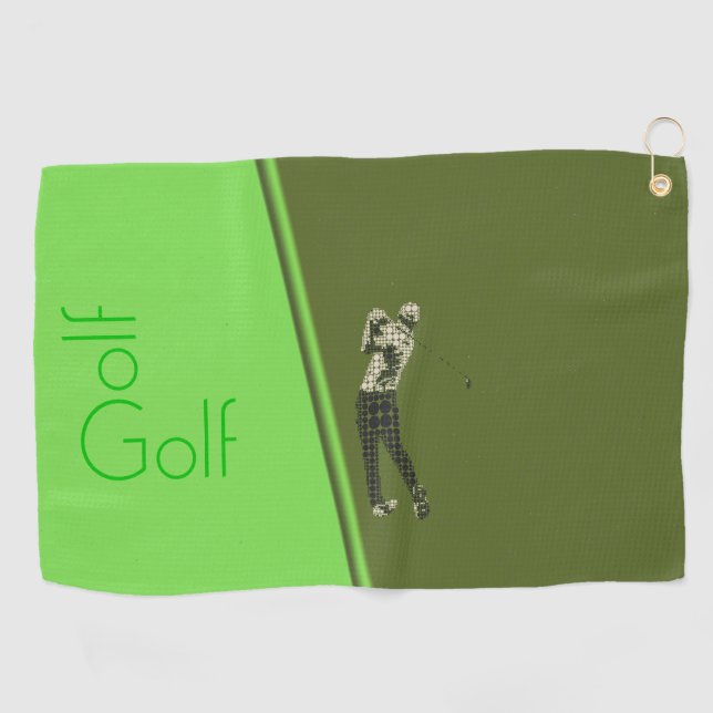 Der Mann schwingt ein Golfclub Design Golf Handtüc Golfhandtuch (Horizontal)
