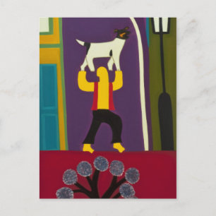 Der Mann und sein Hund jeden Tag auf der Portobell Postkarte