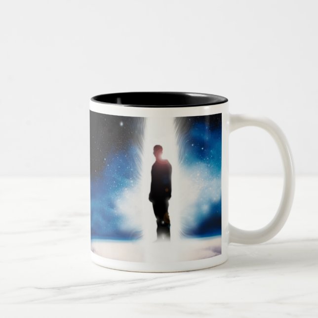 Der Mann von der Erddesigner-Kaffee-Tasse Zweifarbige Tasse (Rechts)