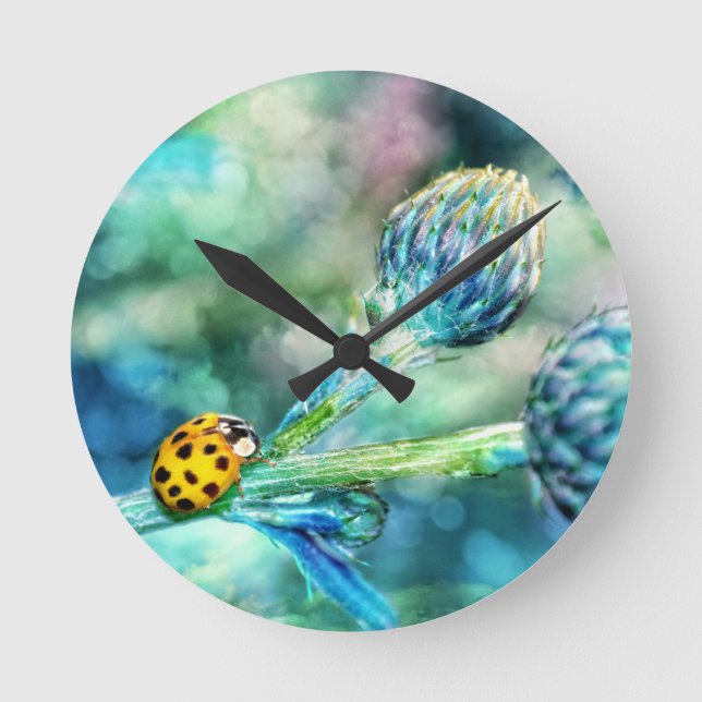 Der Marienkäfer Runde Wanduhr (Vorderseite)