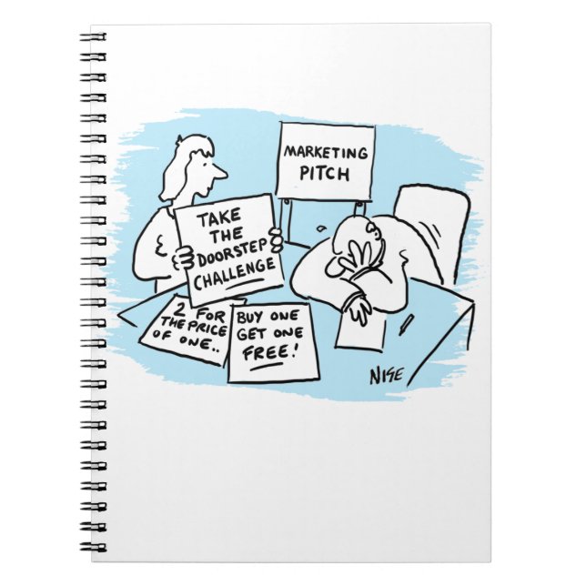 Der Marketing Manager wird auf einem Verkaufspunkt Notizblock (Vorderseite)