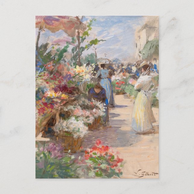 Der Markt für Blume | Victor Gabriel Gilbert Postkarte (Vorderseite)