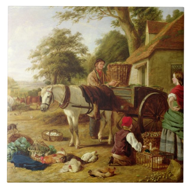 Der Markt-Wagen, 1864 (Öl auf Leinwand) Fliese (Vorderseite)