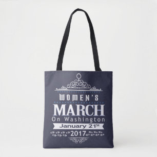 Der März Million Frauen auf Blau-Tasche