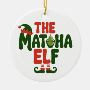 Der Matcha-Elf Lustiger Weihnachten-Matcha-Getränk Keramik Ornament