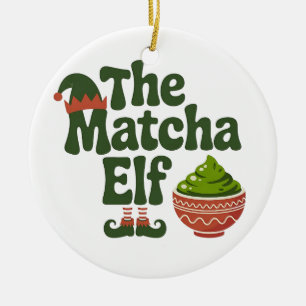 Der Matcha-Elf Lustiges Weihnachten Matcha-Getränk Keramik Ornament