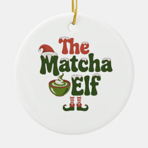 Der Matcha-Elfen-Zauber-Weihnachtsdrink Keramik Ornament