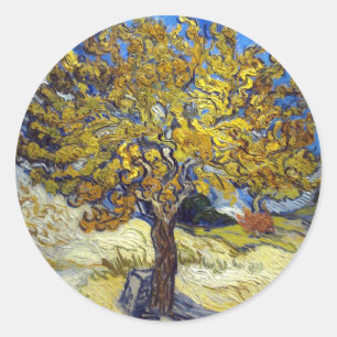 Der Maulbeerbaum, Vincent van Gogh. Vintage Runder Aufkleber