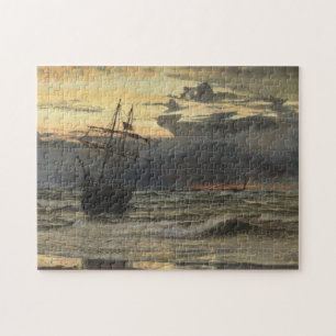 Der Meer-Strand nach einer Sturm-Zeit, Dämmerung Puzzle