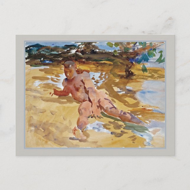 Der Mensch am Strand Florida Sargent Frische Kunst Postkarte (Vorderseite)