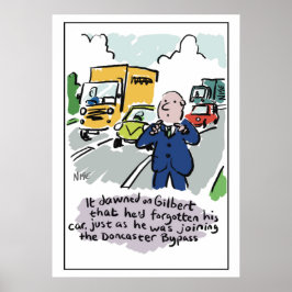 Der Mensch Autofahren merkt, dass er ein vergessen Poster