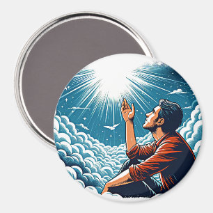 Der Mensch, der auf den Himmel hinaufblickt, spric Magnet