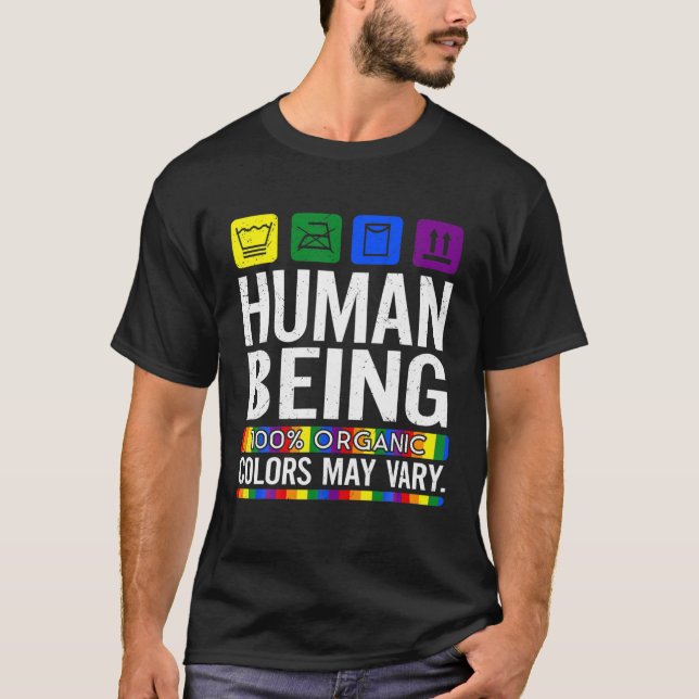 Der Mensch, der zu 100 % Bio ist, kann LGBT-Prid v T-Shirt (Vorderseite)